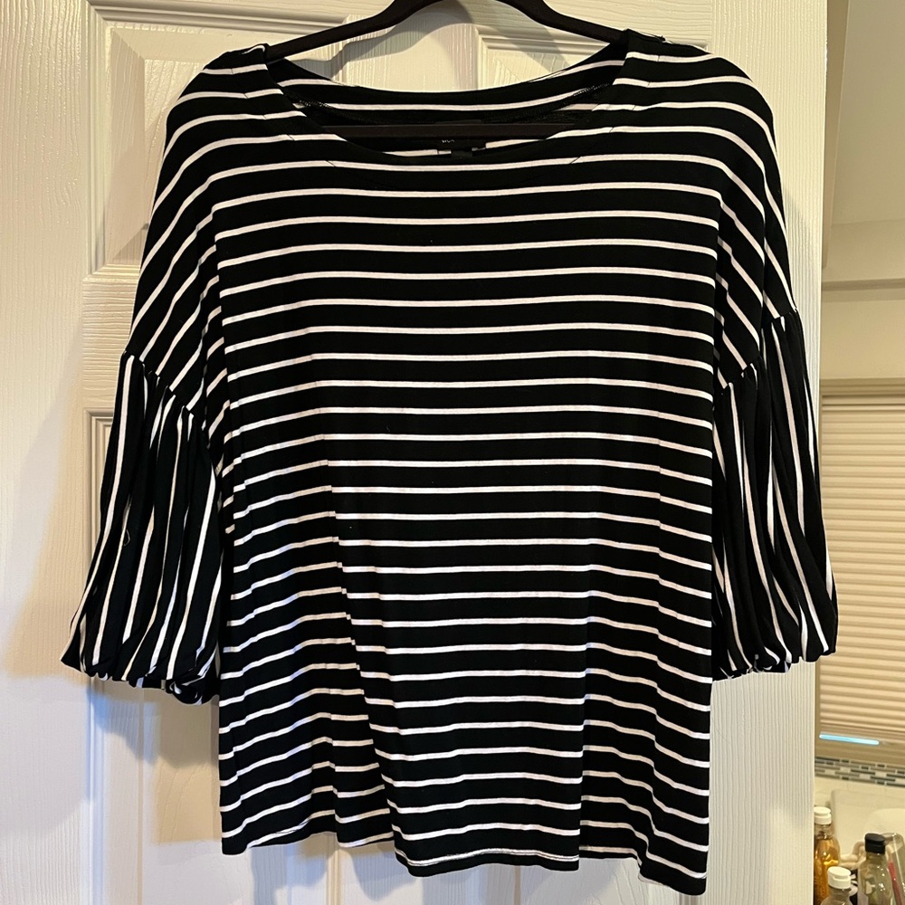 Worthington Black and White Striped Blouse